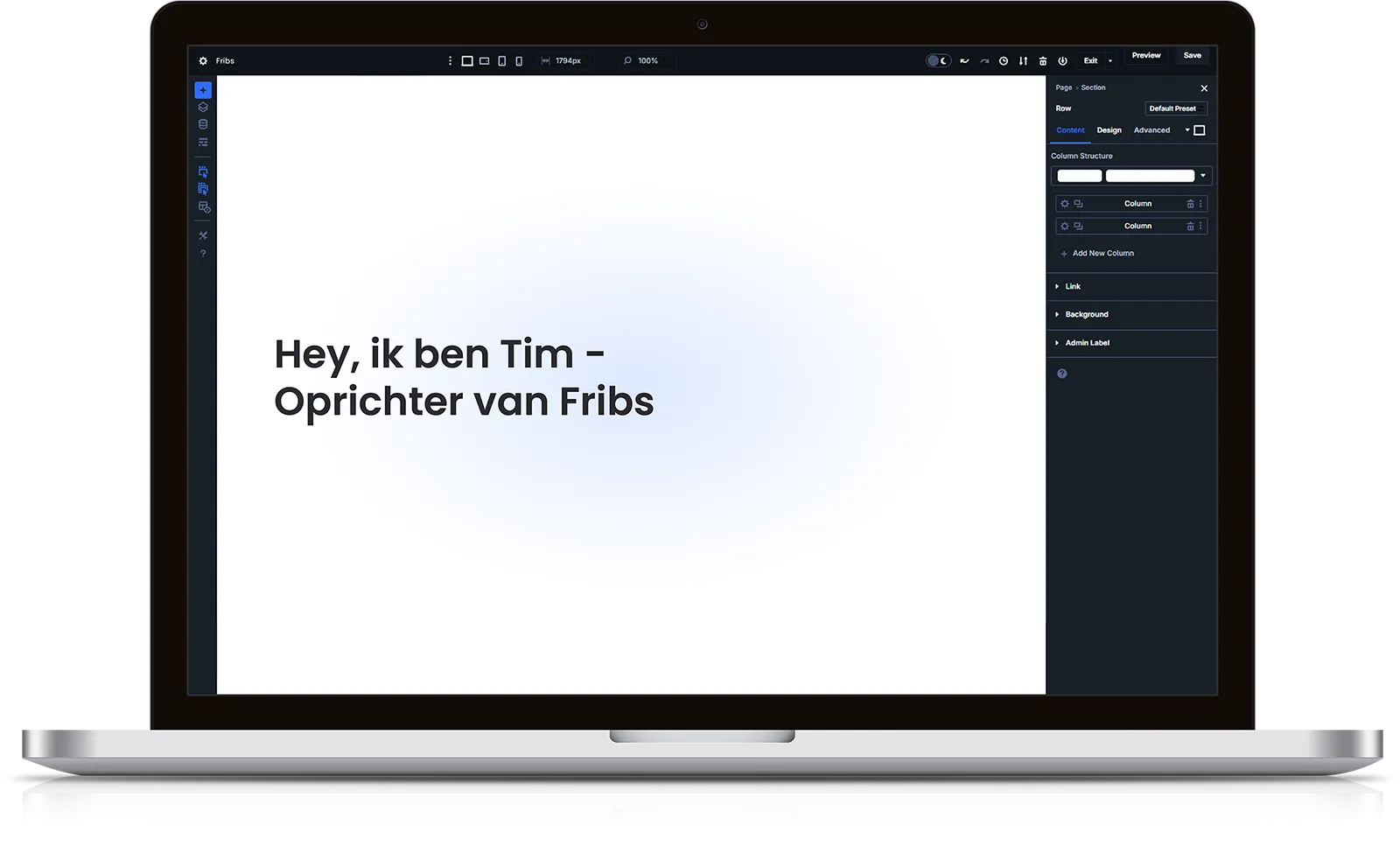 Laptopmockup met Fribs-webdesign