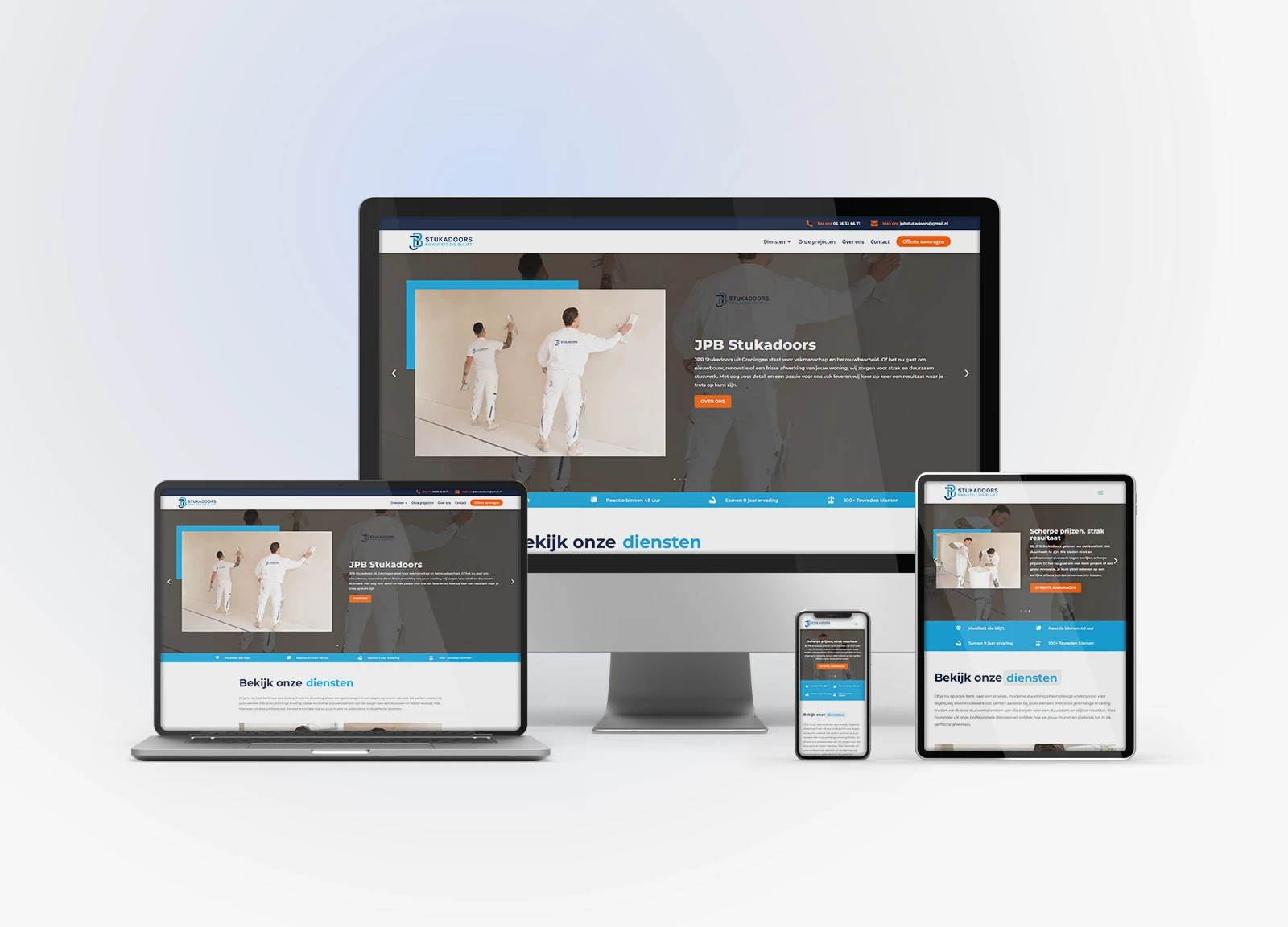 JPB Stukadoors – huisstijlontwikkeling, logo ontwerp, webdesign, ontwikkeling en drukwerk door Fribs