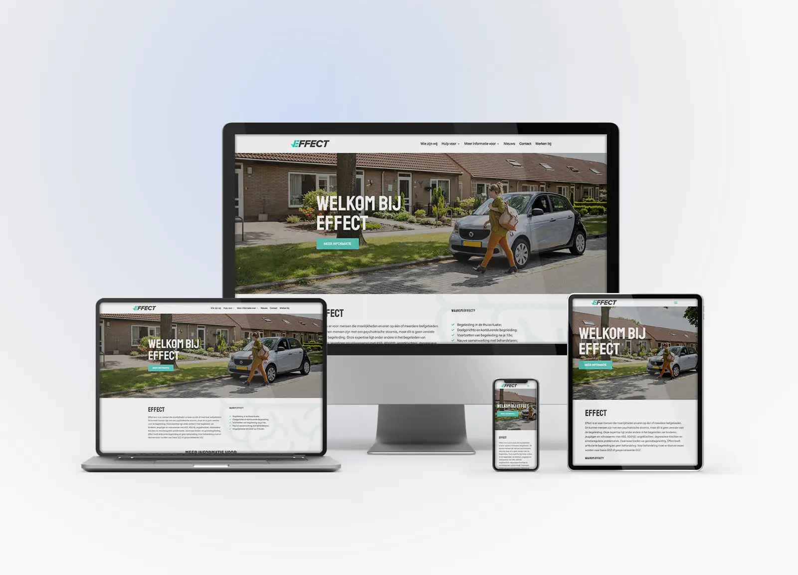 Website Mock-up op beeldschermen van Wonen in Wezep