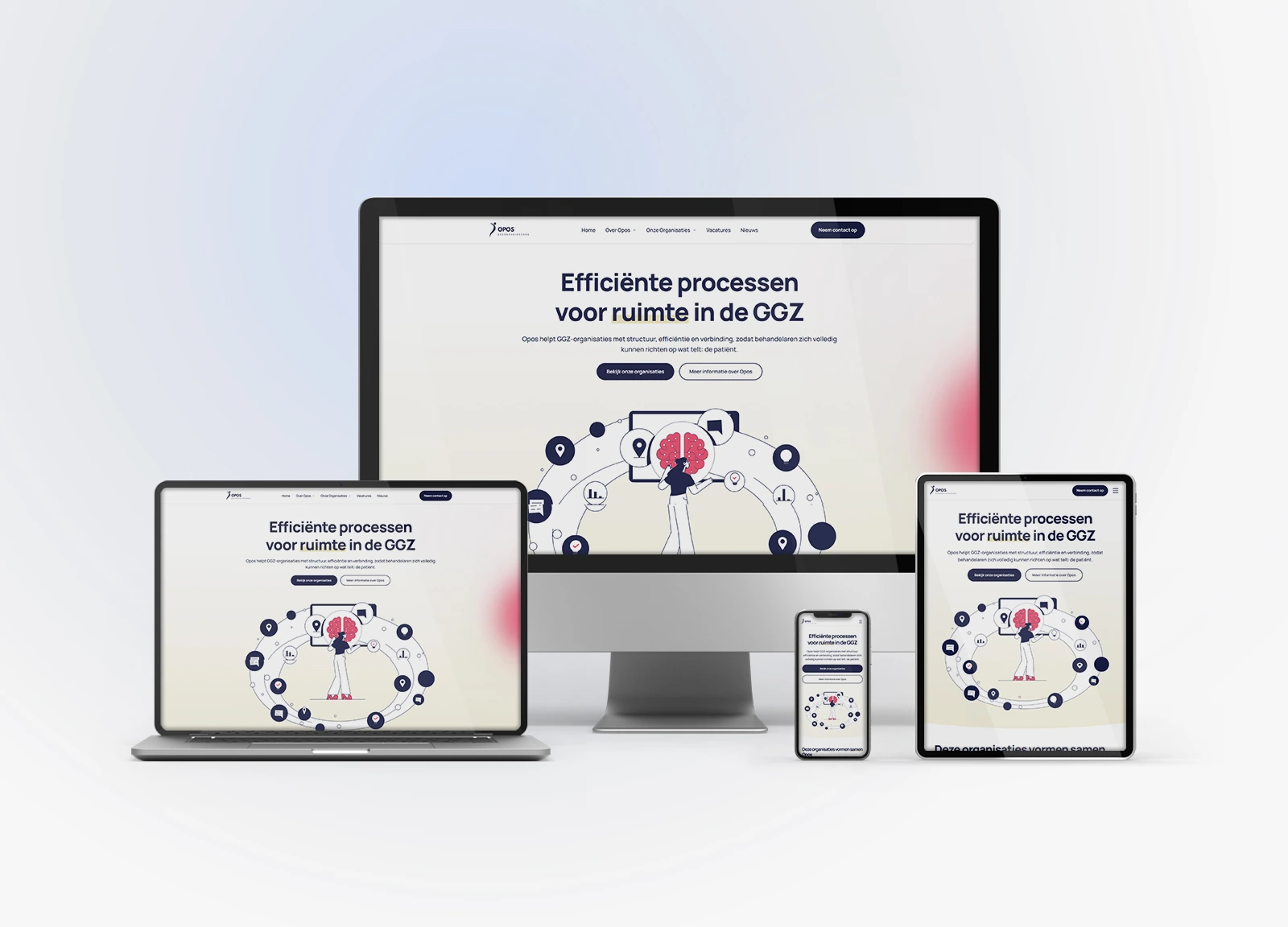 Website Mock-up op beeldschermen van Wonen in Wezep