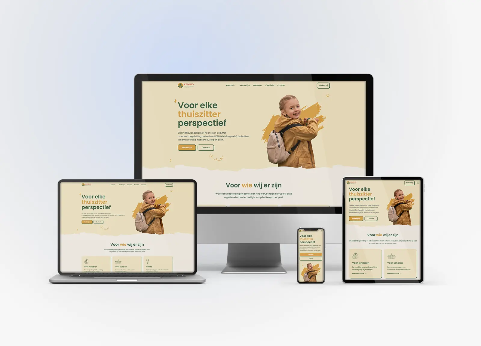 Website Mock-up op beeldschermen van Wonen in Wezep